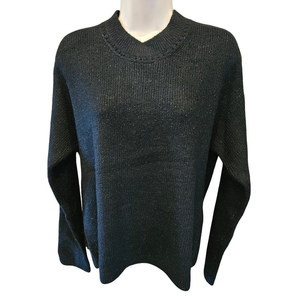 Gap S black glitter sparkle metallic knit winter glitz sweater EUC warm smalll